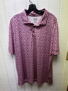 Snake Eyes Men’s XL Pink Lucky Clover Golf Polo Shirt Activewear Stretch Sporty
